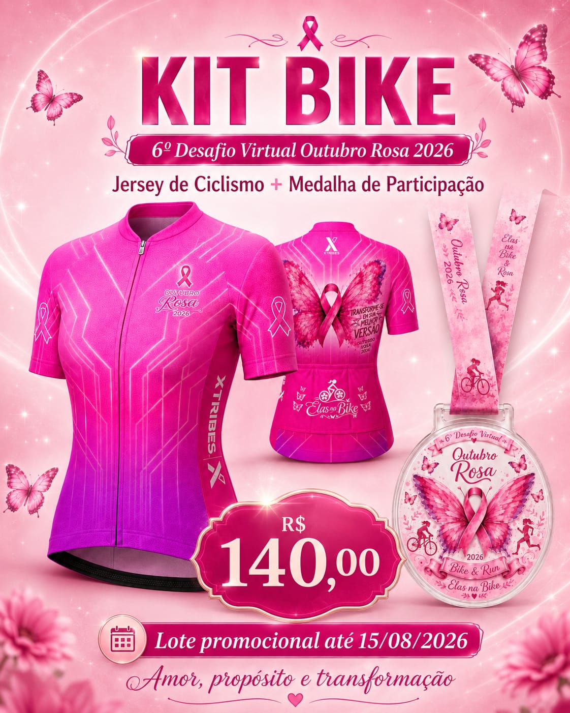 Kit Bike — Jersey de Ciclismo + Medalha, R$ 140